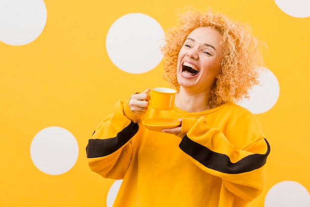 Beautiful blonde woman smiling