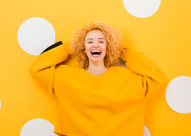 Beautiful blonde woman smiling