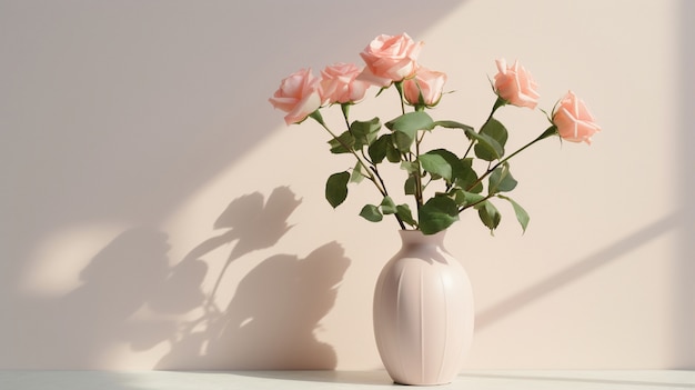 Beautiful blooming roses in vase