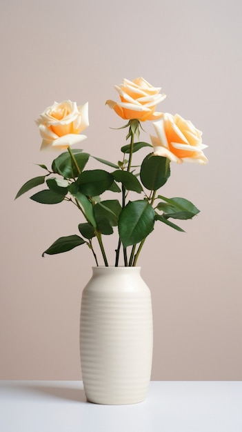 Beautiful blooming roses in vase