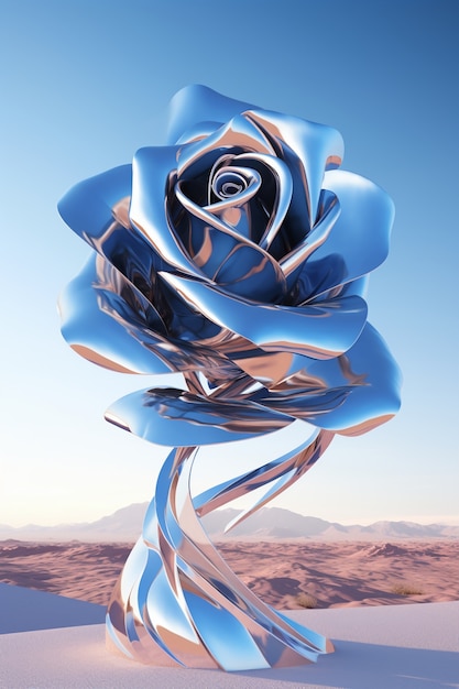 Beautiful blue rose in desert