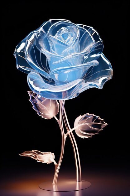 Beautiful blue rose in studio