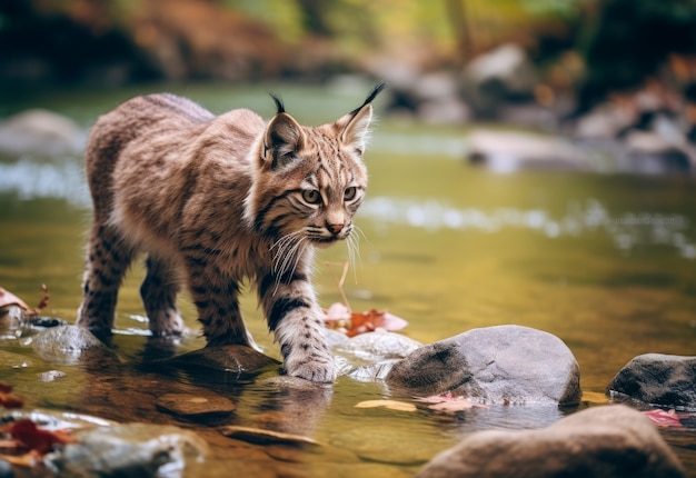 Free photo beautiful bobcat in nature