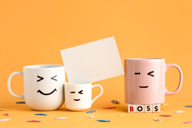 Beautiful boss day concept with cups