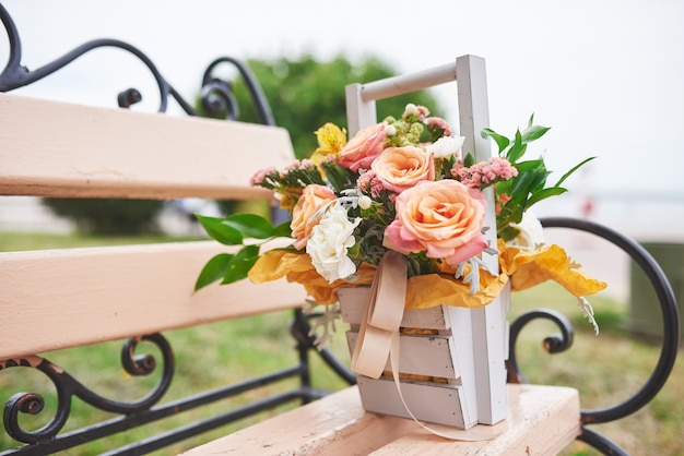 Free Photo beautiful bouquet in a vase flowers decoration in wedding ceremony.