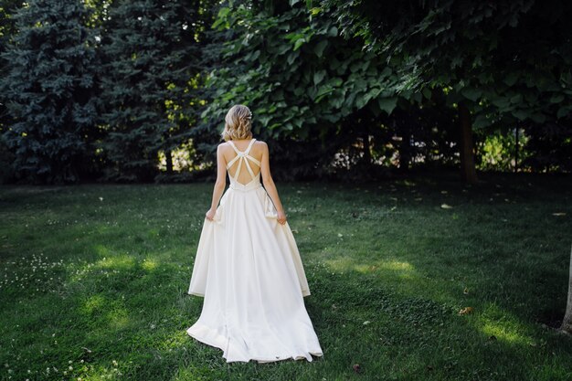  a beautiful bride wearing wedding dress