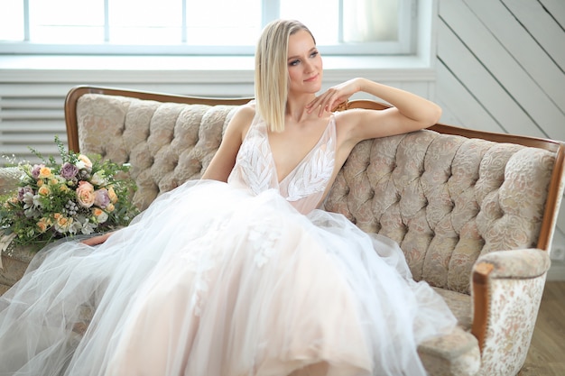 Free photo beautiful bride in a wedding dress