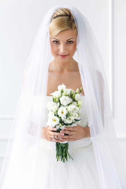 Beautiful bride with bouquet