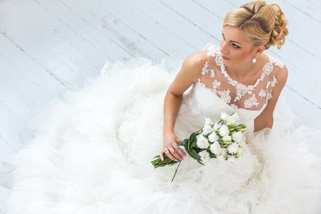 Beautiful bride with bouquet