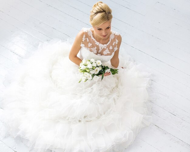 Beautiful bride with bouquet