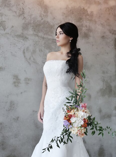 Beautiful bride with white dress