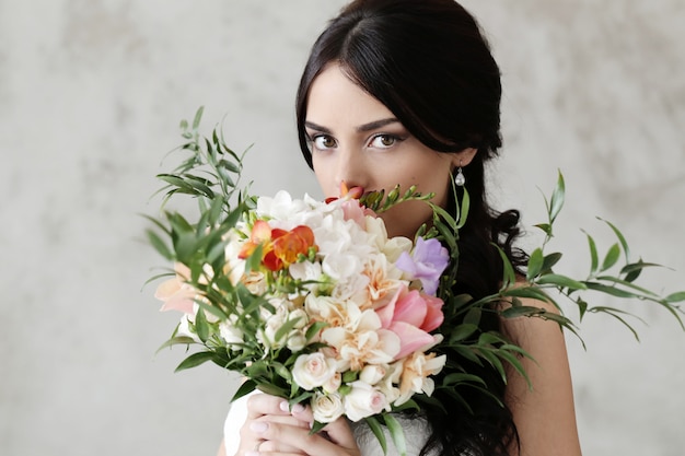 Beautiful bride with white dress