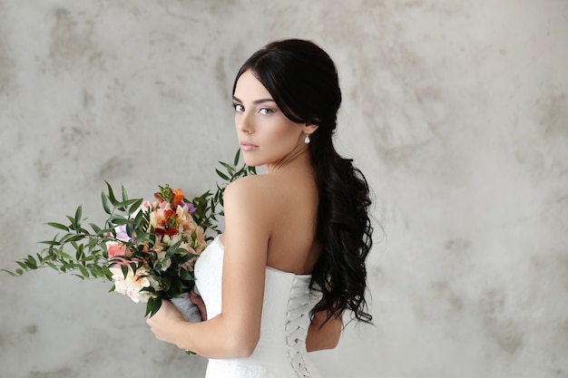 Beautiful bride with white dress