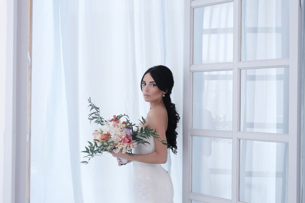 Beautiful bride with white dress