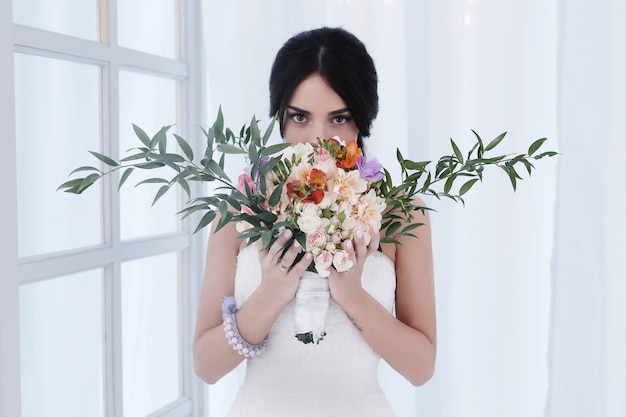 Beautiful bride with white dress