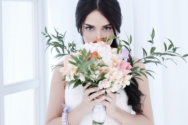 Beautiful bride with white dress