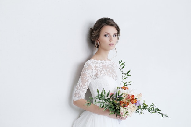 Beautiful bride with white dress