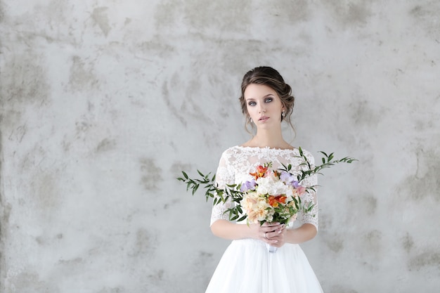 Beautiful bride with white dress