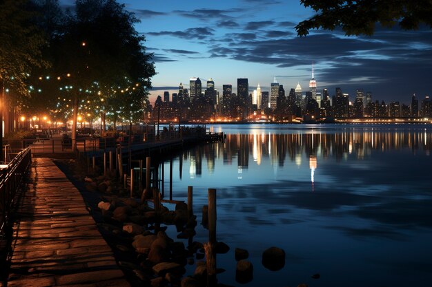 Beautiful bright empire state building at nighttime