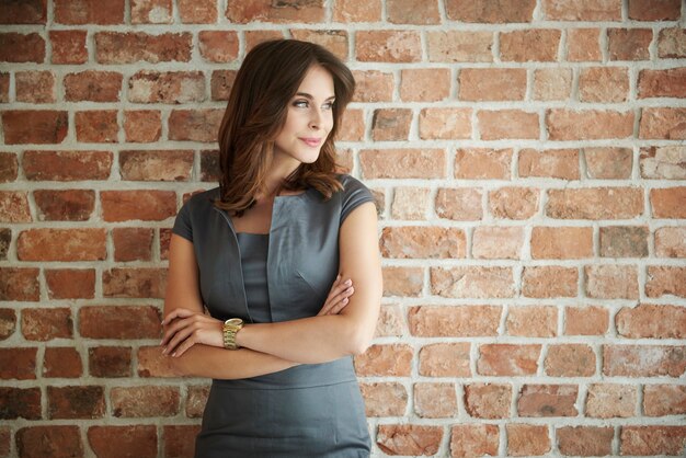 Beautiful business woman looking away