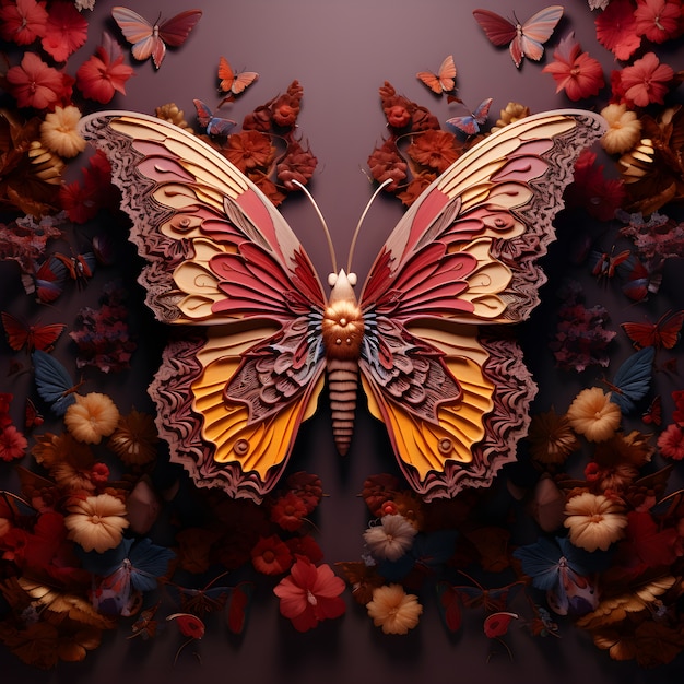 Free photo beautiful butterfly with detailed design