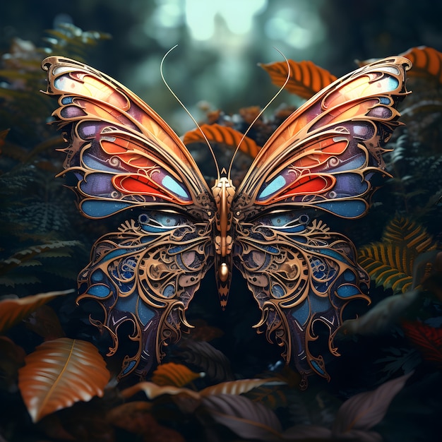 Free photo beautiful butterfly with detailed design