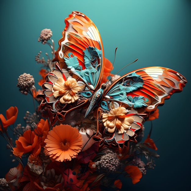 Free Photo beautiful butterfly with detailed design