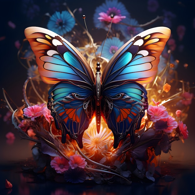 Free photo beautiful butterfly with detailed design