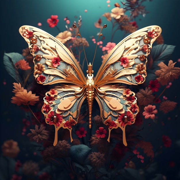 Free Photo beautiful butterfly with detailed design