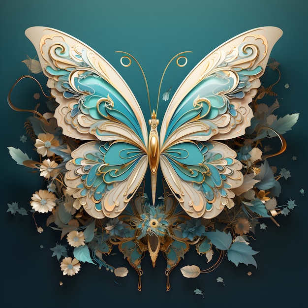 Free Photo beautiful butterfly with detailed design