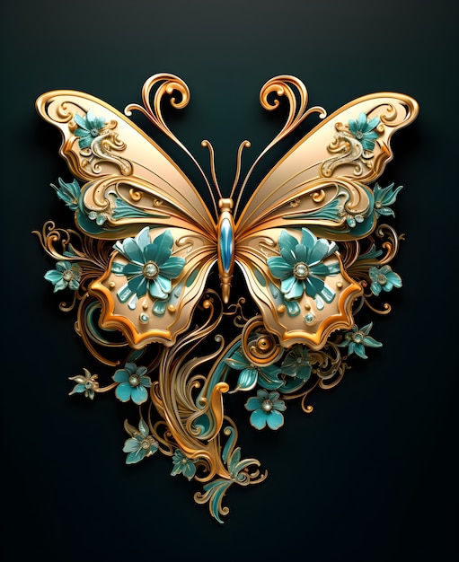 Free photo beautiful butterfly with detailed design