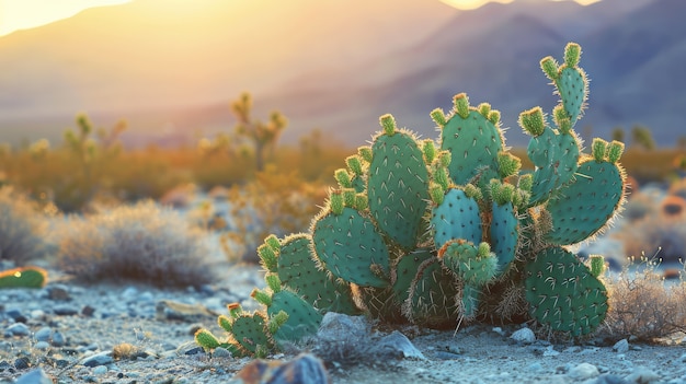 Beautiful cacti plant with desert landscape