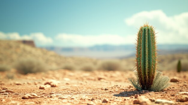 Beautiful cacti plant with desert landscape