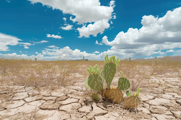 Free photo beautiful cacti plant with desert landscape