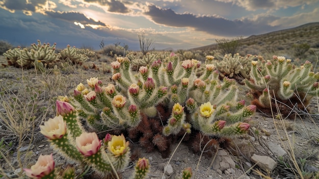 Beautiful cacti plant with desert landscape