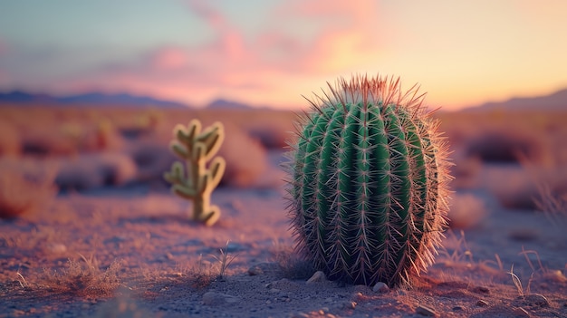 Beautiful cacti plant with desert landscape