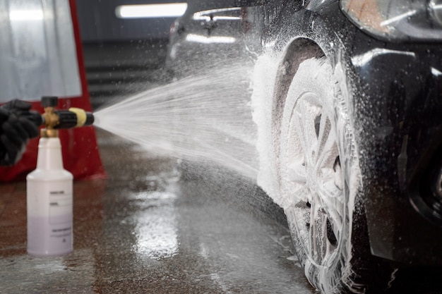 Beautiful car at washing service