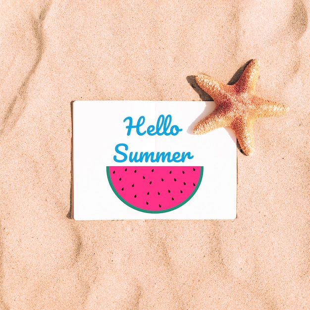 Beautiful card Hello Summer with watermelon