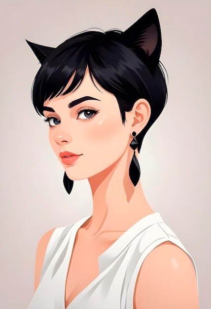 Free Photo beautiful cartoon woman portrait