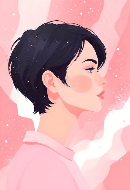 Beautiful cartoon woman portrait