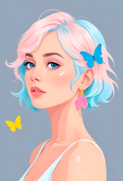 Free Photo beautiful cartoon woman portrait