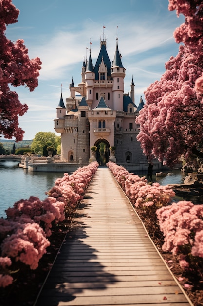 Free photo beautiful castle surrounded by nature