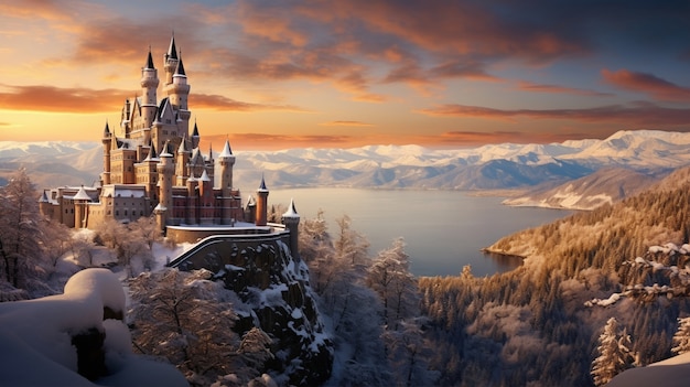 Beautiful castle winter season