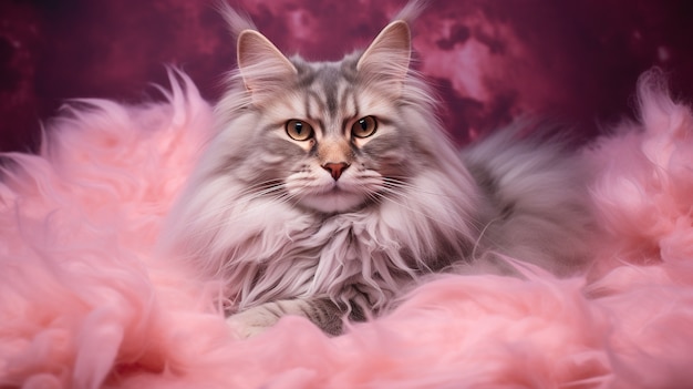 Free Photo beautiful cat  with fluffy background