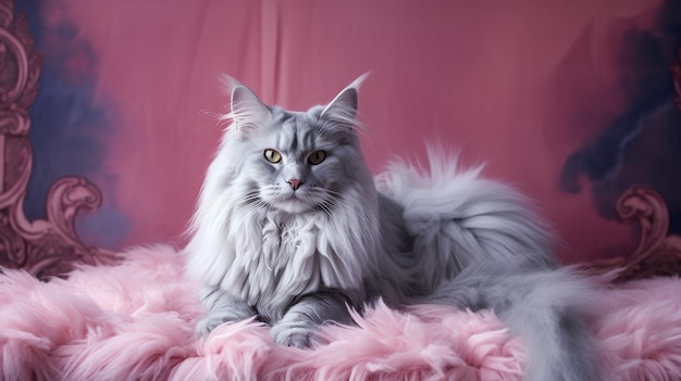 Free Photo beautiful cat  with fluffy background