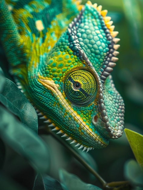 Free photo beautiful chameleon in the wild