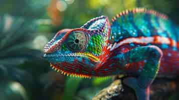 Free photo beautiful chameleon in the wild