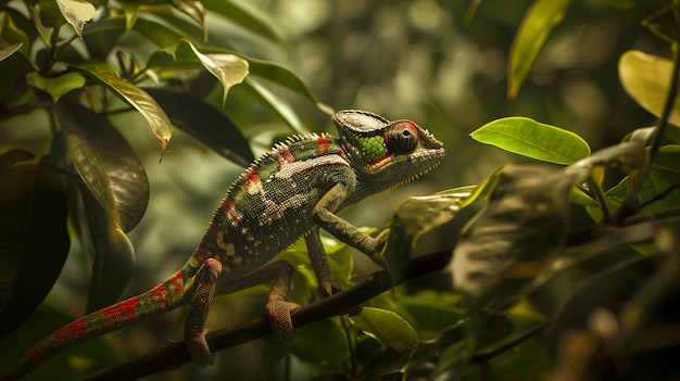 Free photo beautiful chameleon in the wild