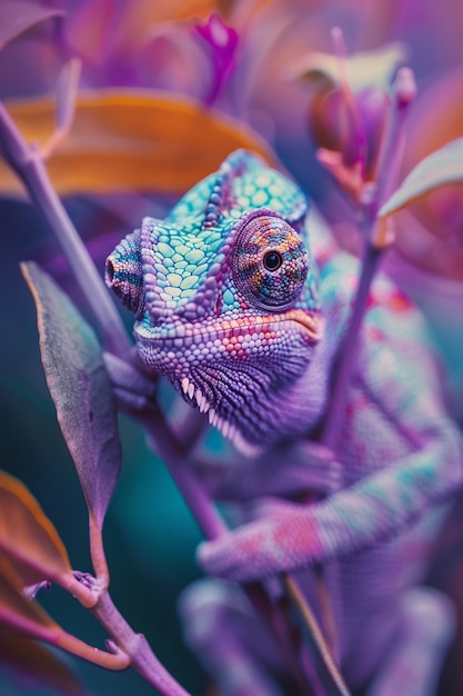 Free Photo beautiful chameleon in the wild