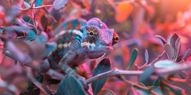 Free photo beautiful chameleon in the wild